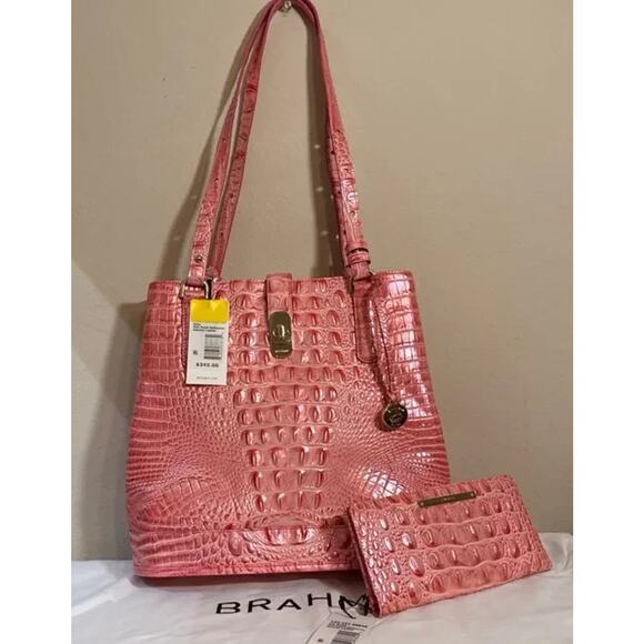 🌺🌹Brahmin Fiora Melbourne Embossed Leather Shoulder Bag and wallet RED DRAGON